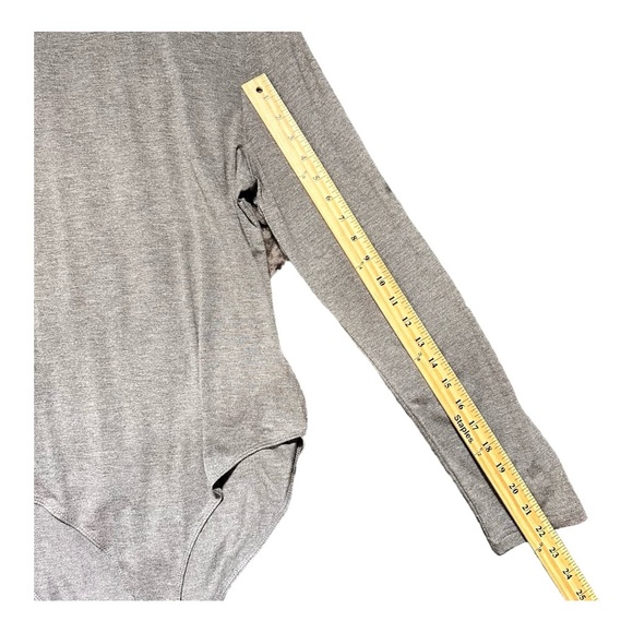 MangoPop Turtle Neck Long Sleeve Bodysuit Top Heather Grey Size XL - Picture 7 of 11
